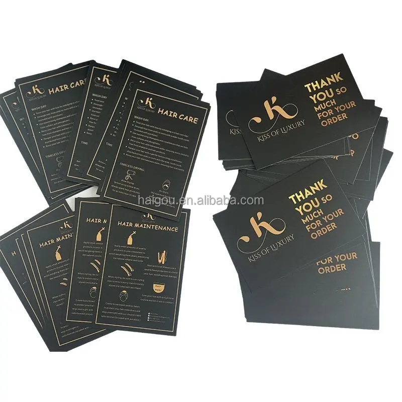 Hair Accessories Custom Box Wig cap Thank you Card Business Card Hair Tags
