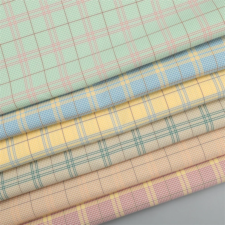 High Quality Cheap Price pure TR Fabric Supplier Woven Check cotton Fabric  For Coat