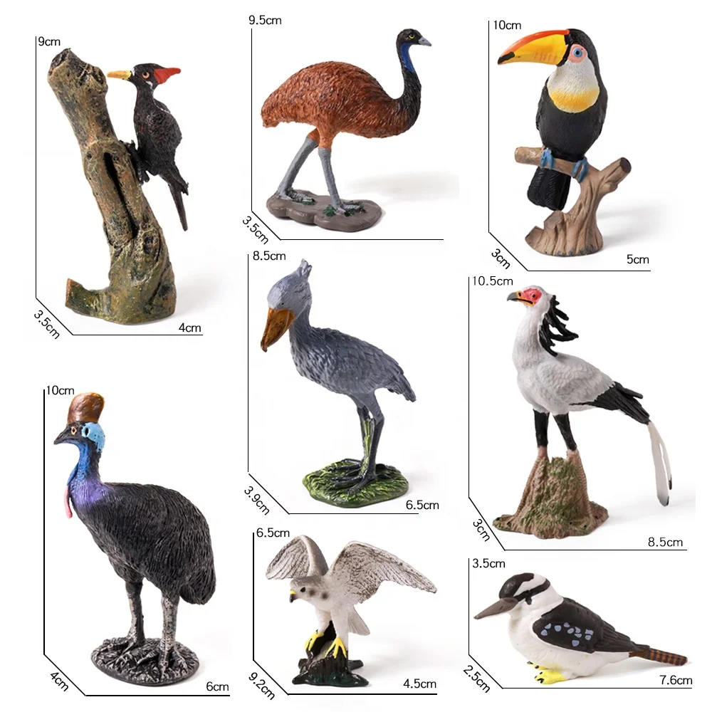 Коллекционные игрушечные модели 2-4 дюйма пластиковые фигурки с имитацией 19 реалистичных птиц и животных