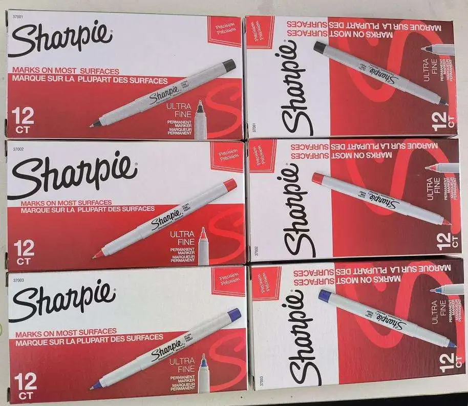 12pcs/box Extra Fine Signature Pen 32701 Oil-based Sharpie Art Marker pens