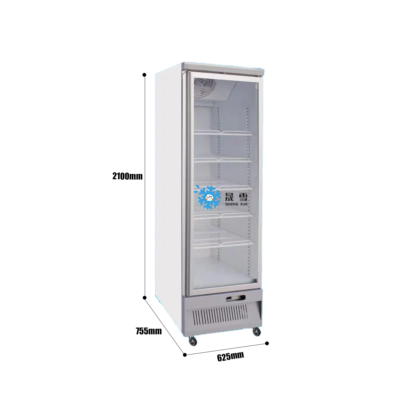 Single Door 400L Ice Cream Display Freezer Super Cool Glass Door Refrigerator Showcase for Frozen Food for Supermarket Use