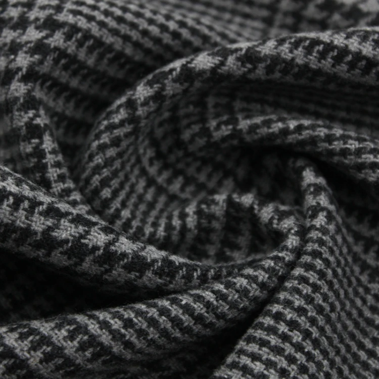 Fashionable High Quality Suit  Gray Black Dobby Windproof Acrylic Wool Poly Thermal fabric Yarn Dyed Check Polyester Fabric