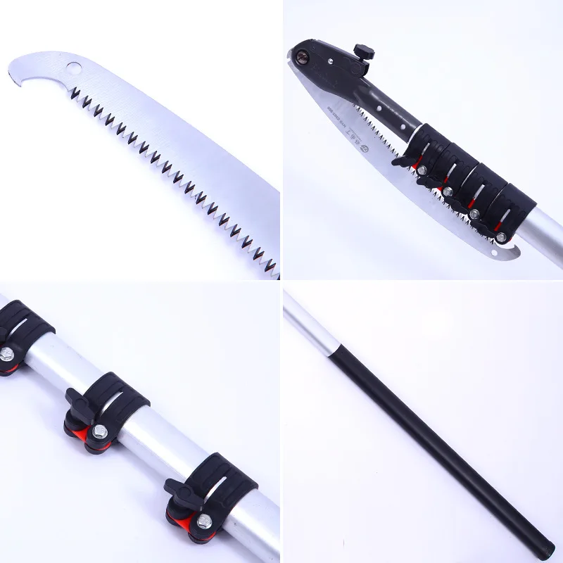 High branch saw with 5m/6m/7m Telescopic aluminum handle folding high-altitude pruning saw durable hook garden hand logging saw