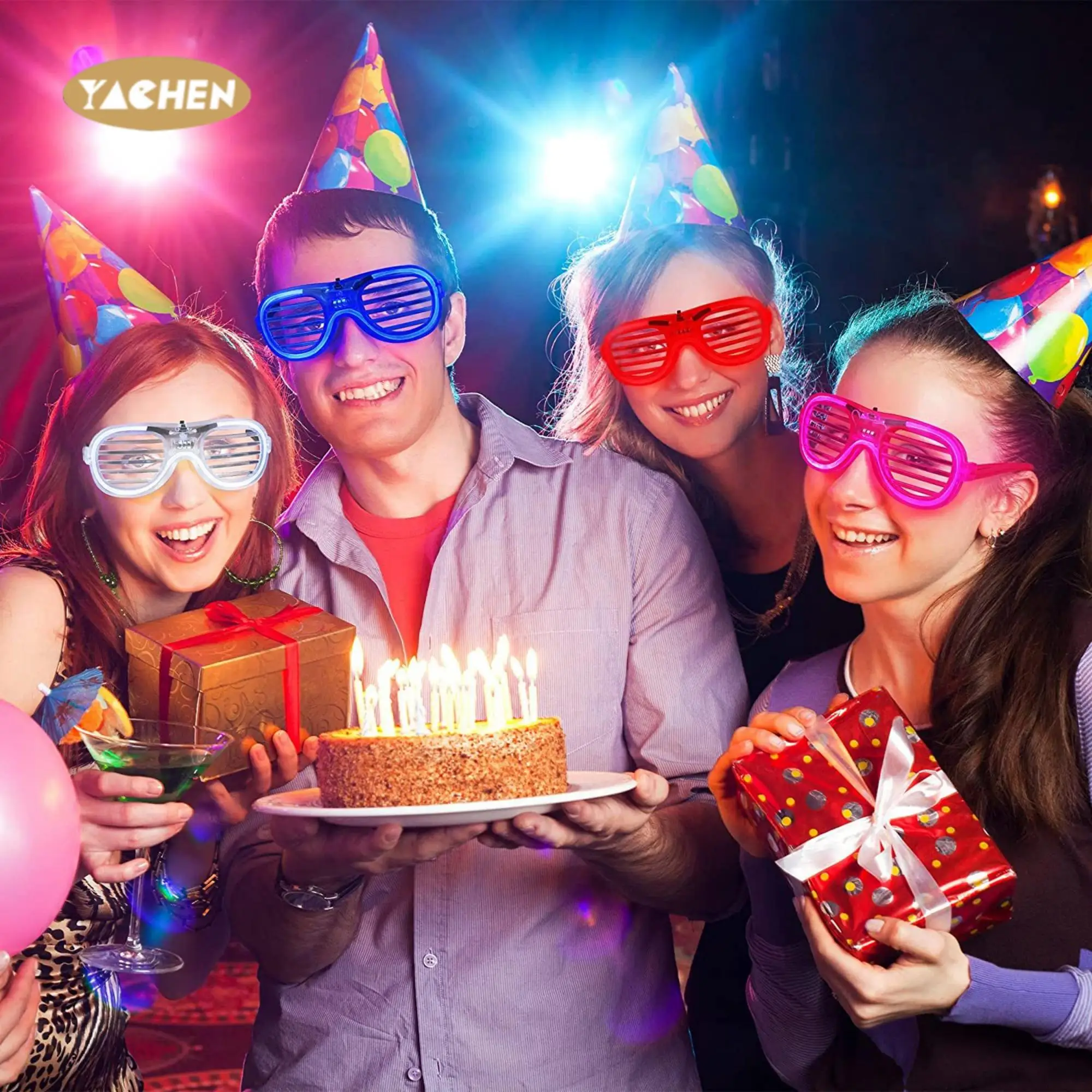 Yachen Party Novelties Glow In The Dark Toys Led Light Up Toys Led Party Glasses New Year Christmas Favor for Kids Adults