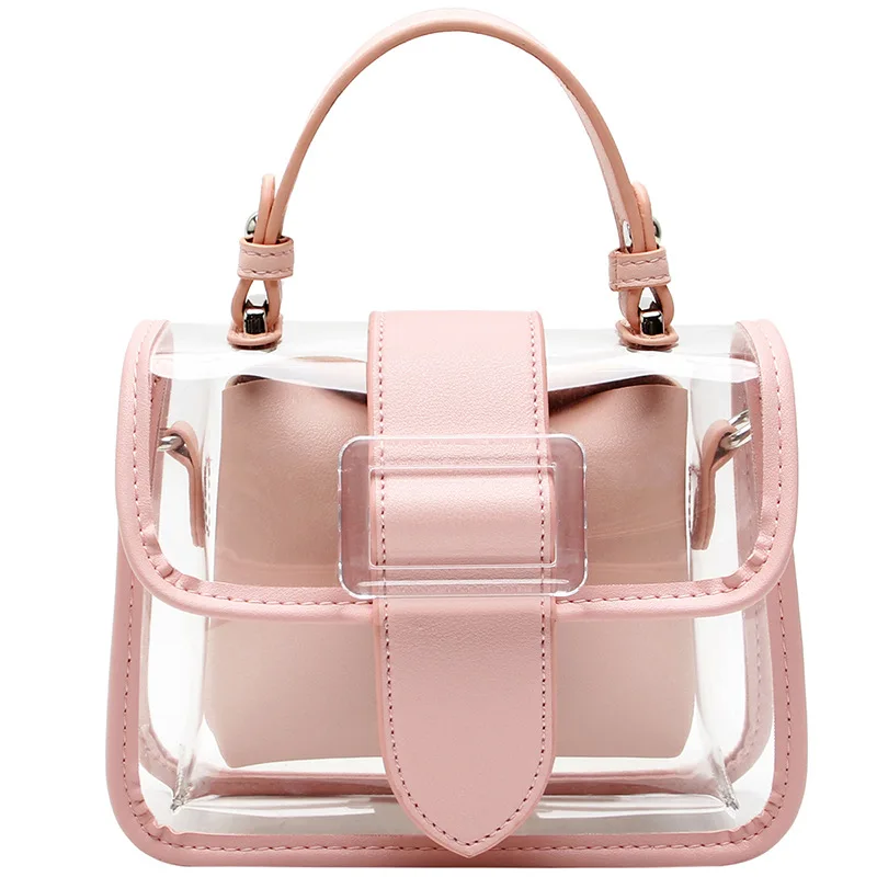 luxury Clear PVC girls tote bag candy jelly flap purses lady shoulder woman handbag mini bags for women
