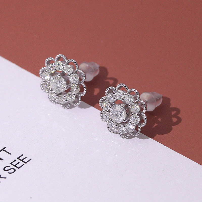 Лидер продаж алмазные свадебные серьги-гвоздики с кристаллами Swarovski в форме цветка стерлингового серебра женские серьги