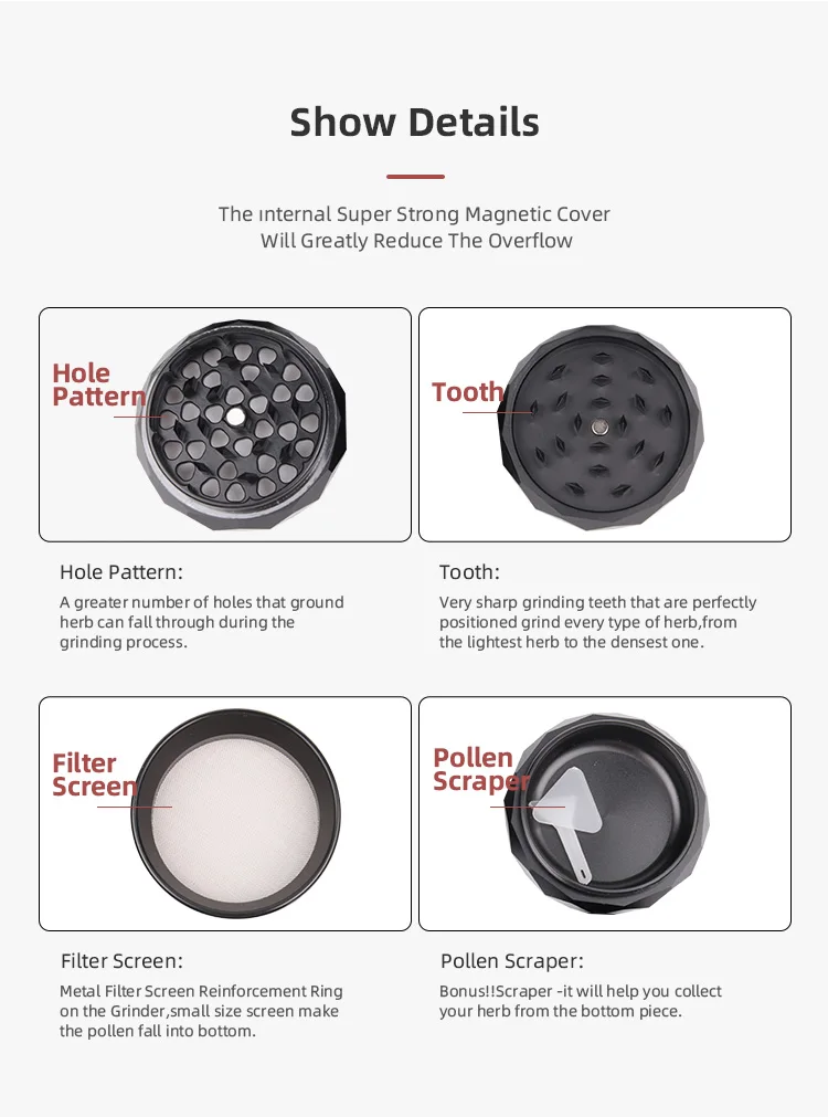 New arrival herb grinder 2020 manual non stick  aluminium grinder grinding tobacco for cigarettes