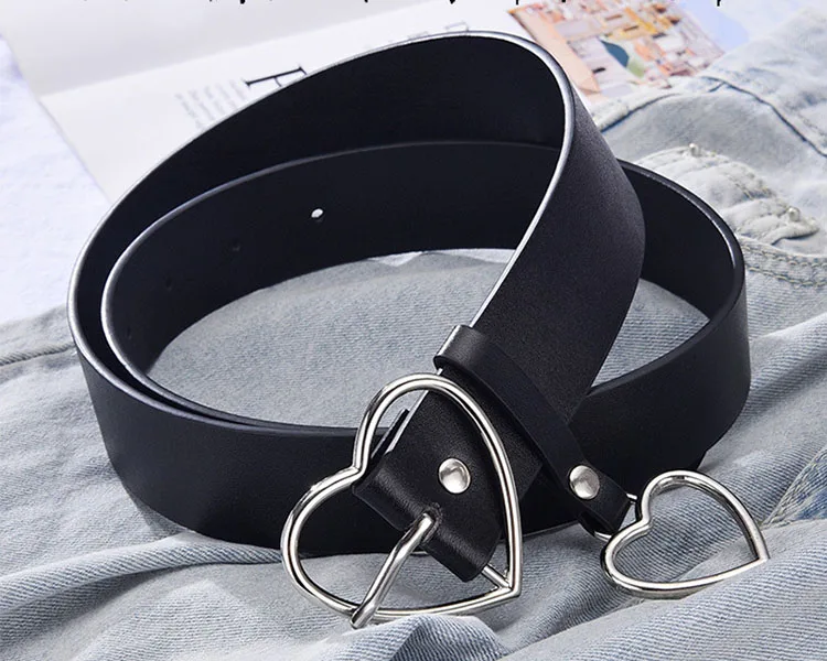 
Wholesale fashion luxury Pu leather heart pin buckle slim women belt 