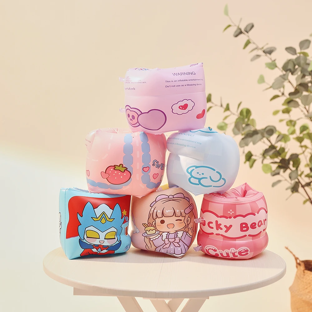 Inflatable Floating Sleeve Kids Adults Cartoon Print PVC Double Layers Air Bag Swimming Arm Band Ring