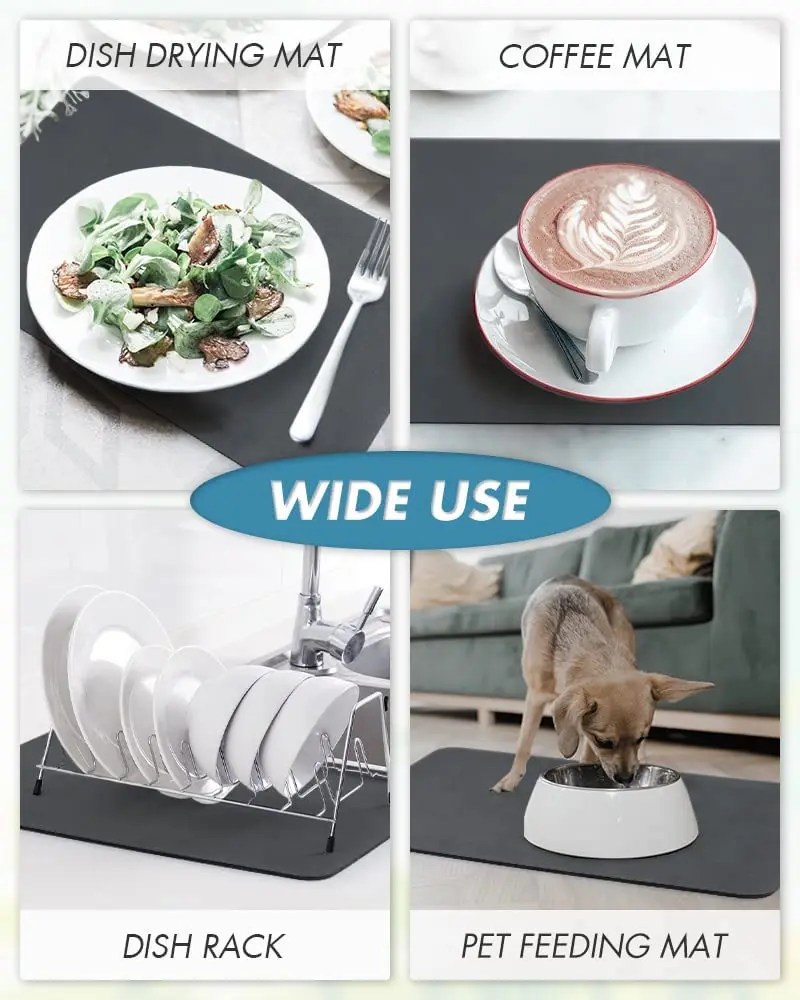 High Quality Premium Coffee Mat with Raised Edges Quick Clean Coffee Station Mat  Absorbent Silicone Coffee Mat for Countertop