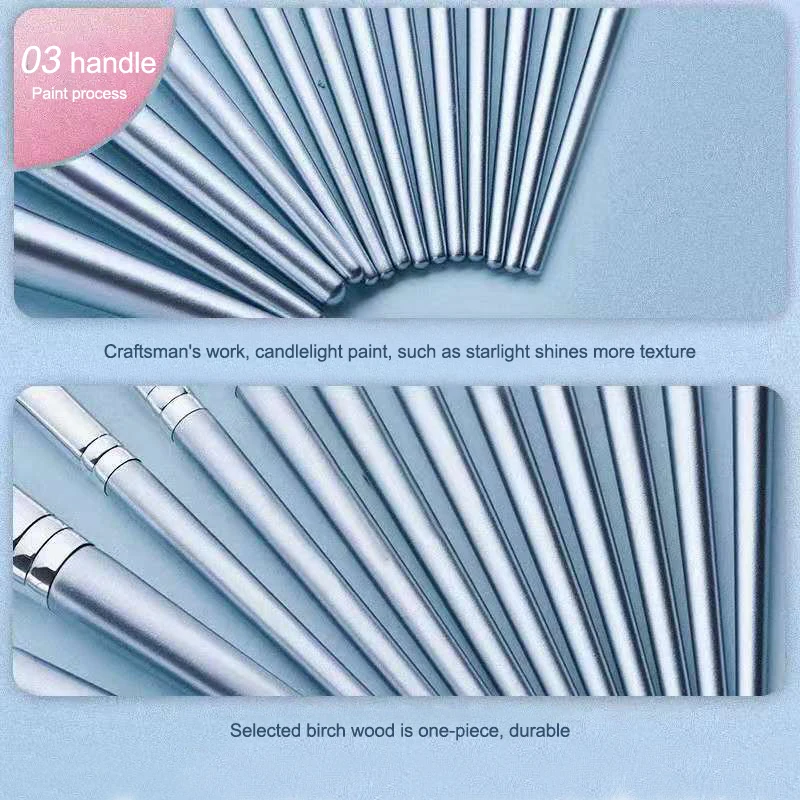 HXT-053 14pcs premium fluffy vegan hair silver makeup brushes set private label professional