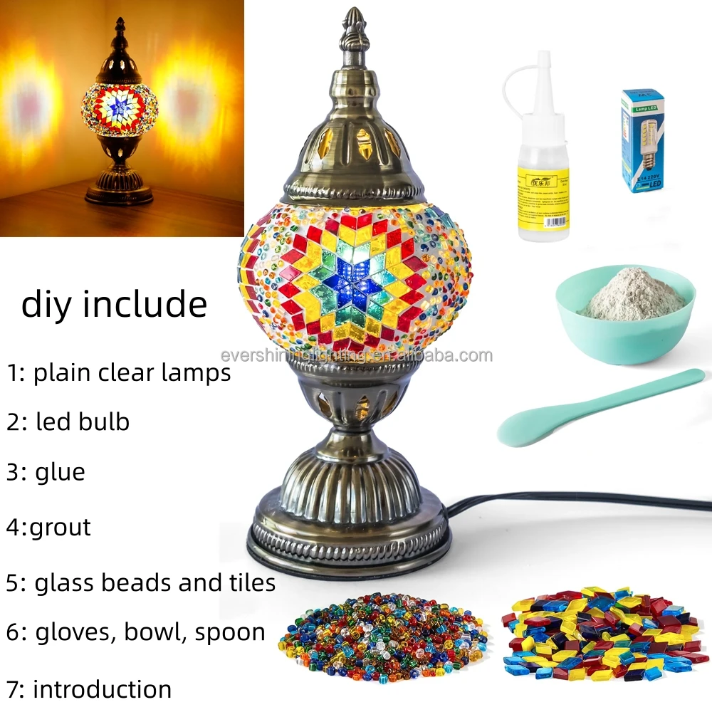 Marrakech Handmade Glass Turkish Mosaic Lamp Kit DIY Mosaic Table Lamp Home Craft Kit