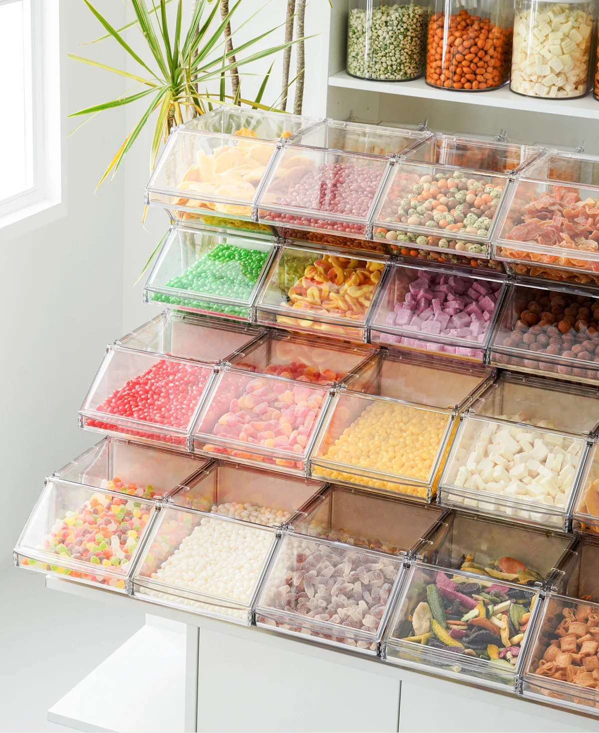 High Quality Bulk Food Container Plastic Pick And Mix Acrylic Candy Box Bin Food Display Storage Boxes
