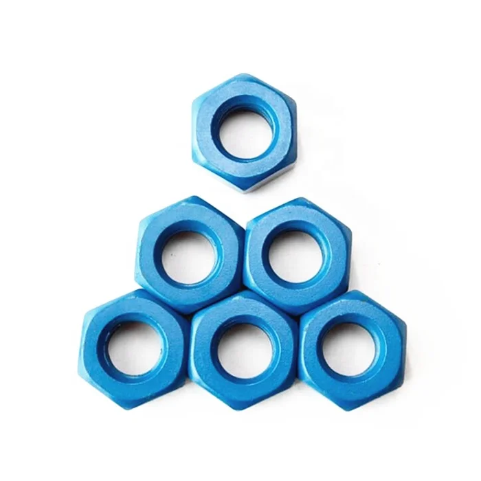 Blue Red color PTFE coating Carbon steel heavy hex nut