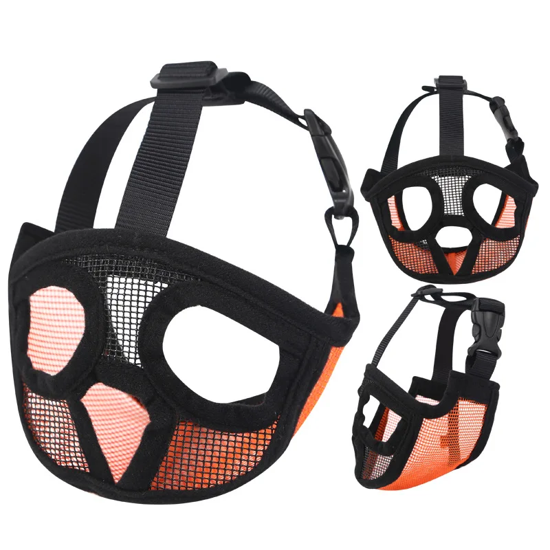 Breathable Mesh Short Snout Pet Dog Muzzle Adjustable French Bulldog Pug Mouth Muzzle Mask Anti Bark Bite Chew Muzzles For Dogs