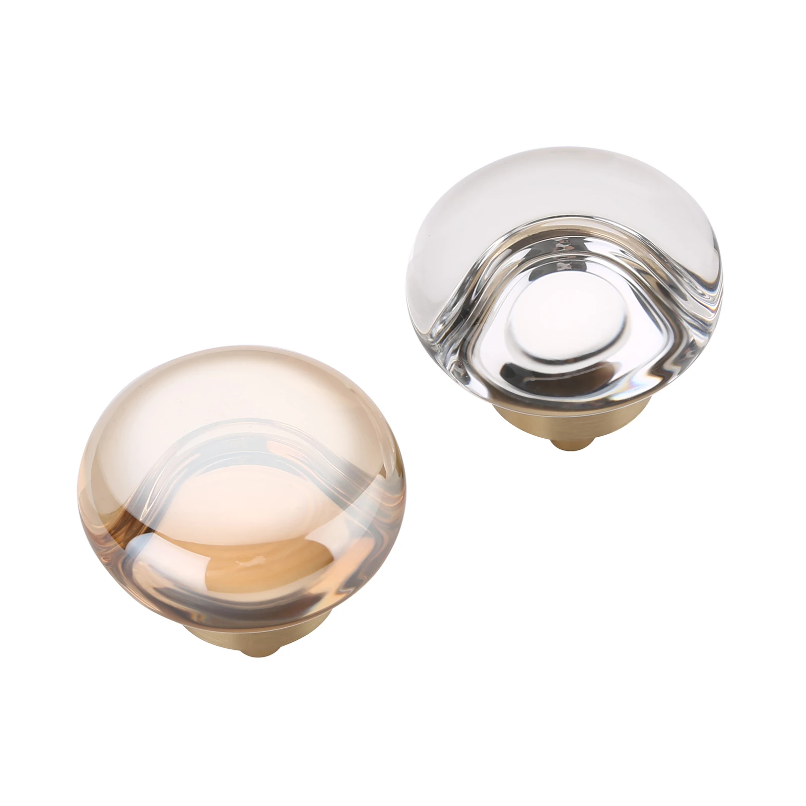 Round Shape Furniture Hardware Brass Knob Single Hole Crystal Pulls Drawer Knobs Cabinet Handles 1946