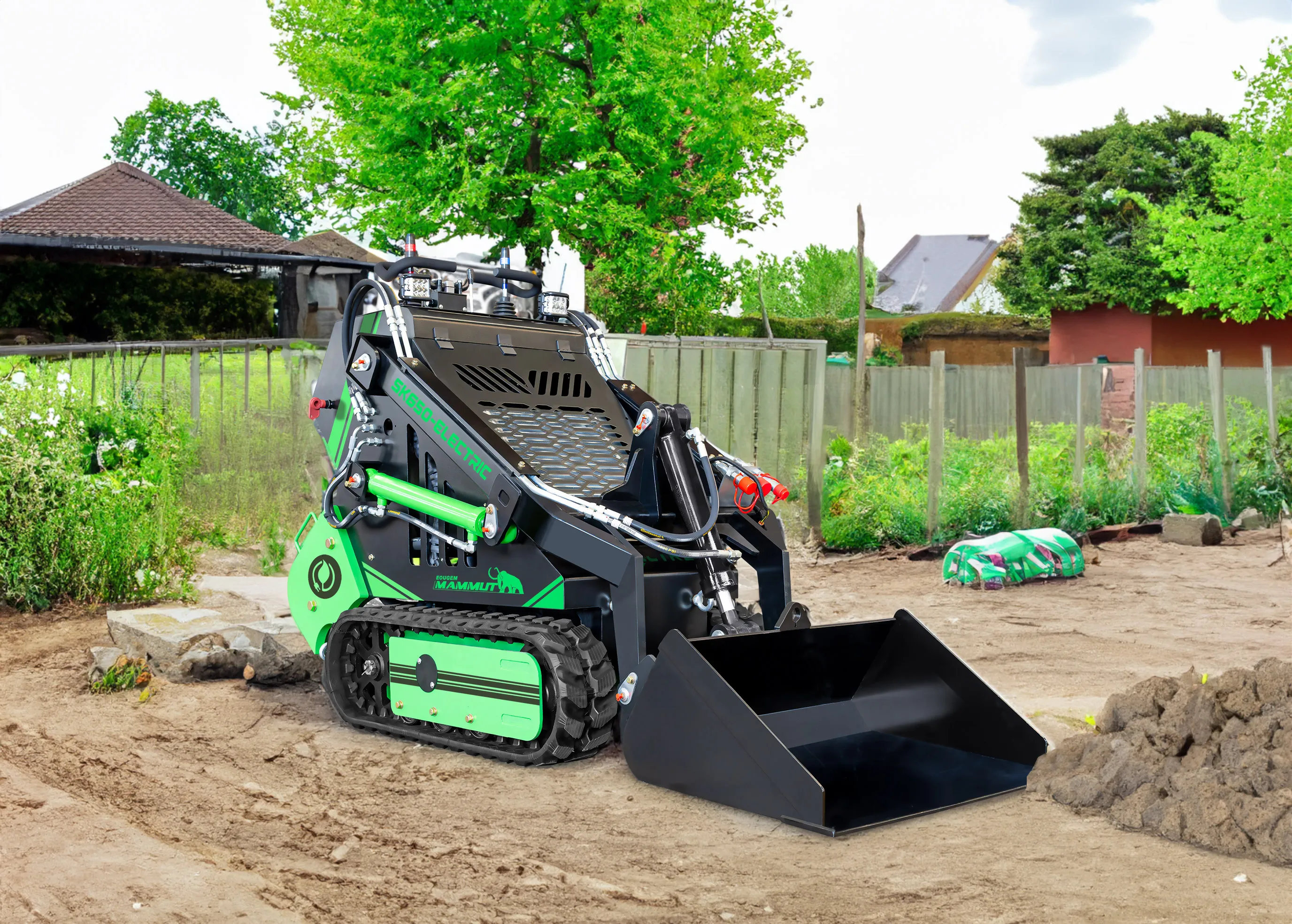 MAMMUT SK650E Green New Energy Battery-driven 280kg 350kg 770lb Household Garden Lawn Mowing Machine Mini Skid Steer Loader