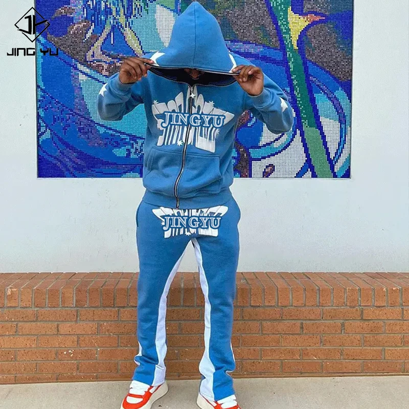 Китайский производитель одежды на заказ Премиум Вышивка Логотип мужской 400 Gsm комплект спортивный костюм для таможни мужская одежда