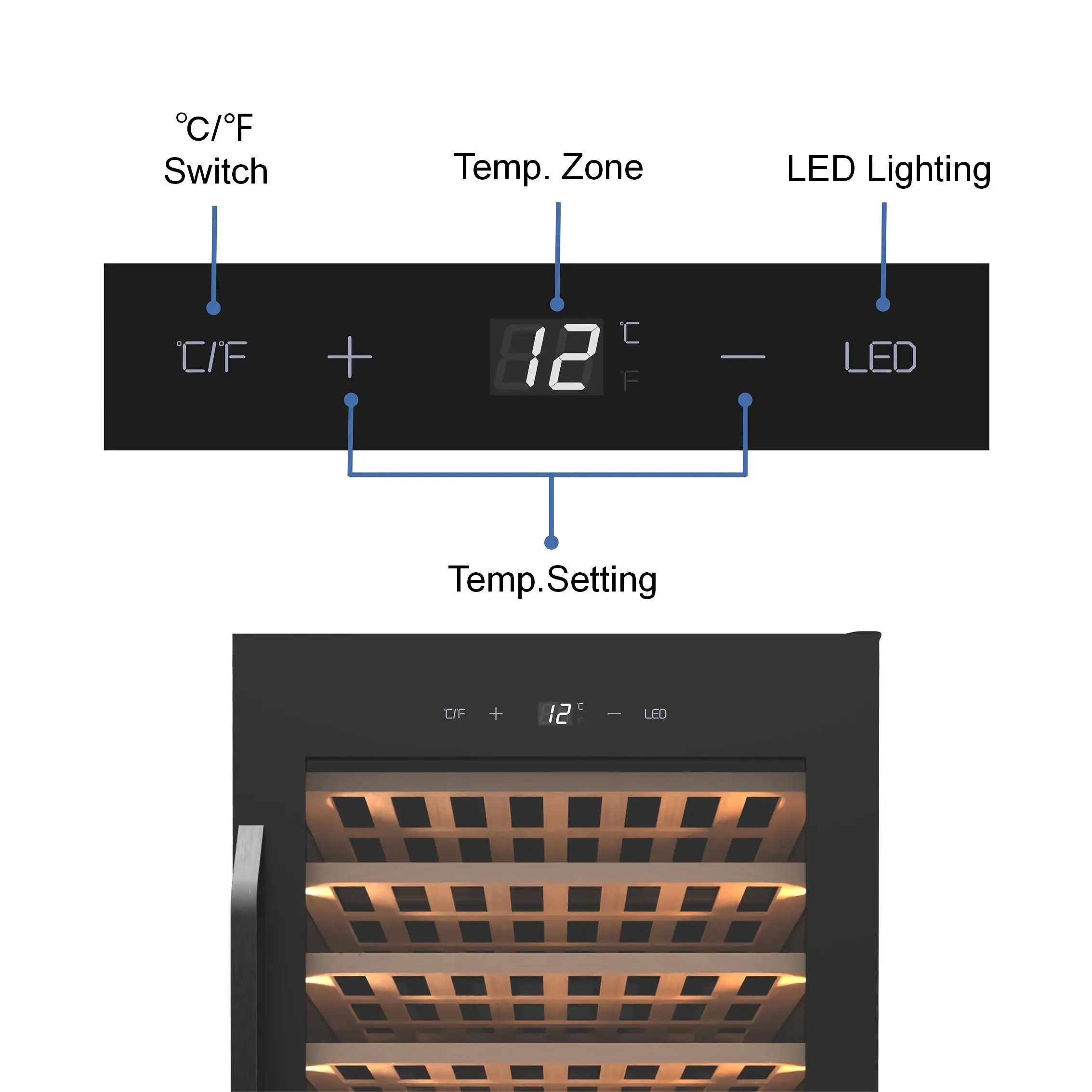Wholesale Popular 12 Bottles 40L Single Zone Built Under Mini Compressor Wine Cellar Wine Fridge Wine Freezer