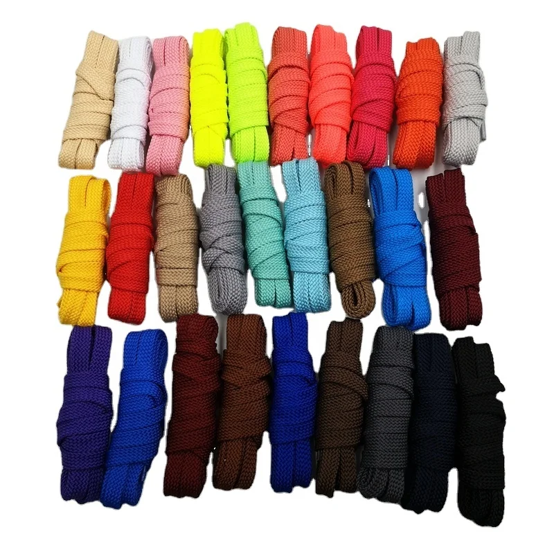 Hot selling multi colored polyester braided flat thick shoe laces
