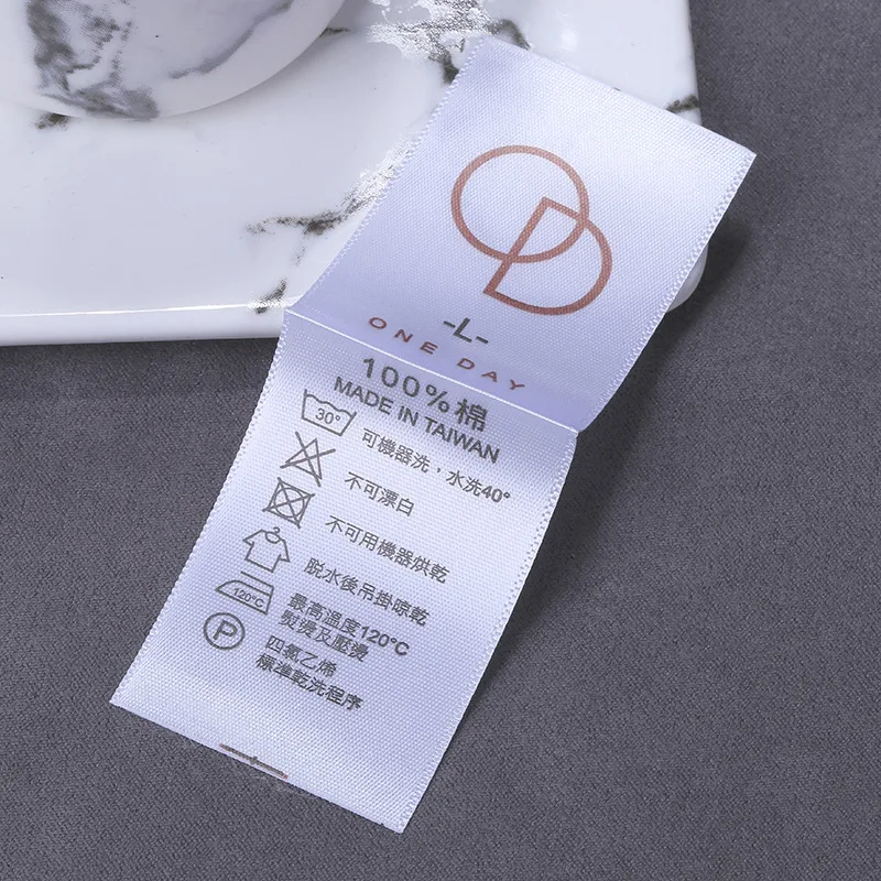 Garment accessories satin print labels custom logo design garment labels clothing woven wash care label roll