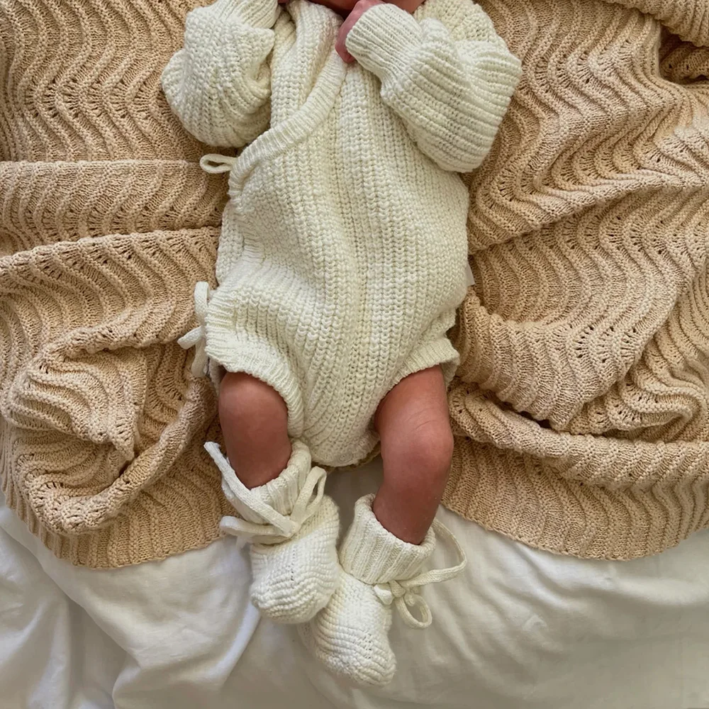 Mildream Wholesale Infant Baby Terry Romper long Sleeves Baby Rompers For Girl Boys Autumn Newborn Baby Girl Knitted