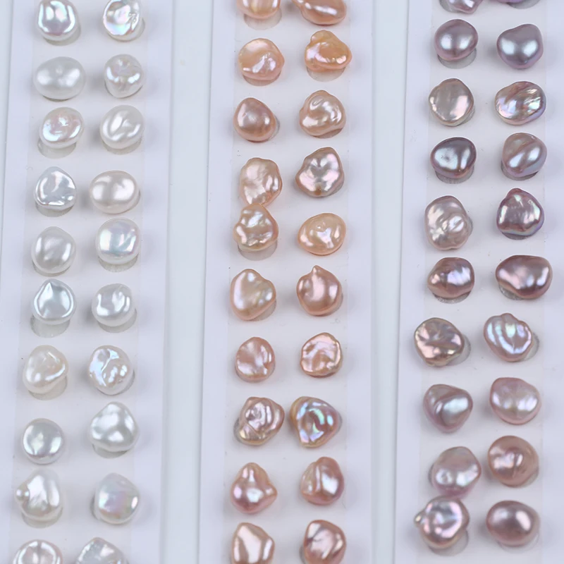 Perler Beads Best Selling  A Pair of  9-10mm  Good Quality Keishi Pearls  Real Natural Pearls  Baroque Shape Purple Keshi Pearls