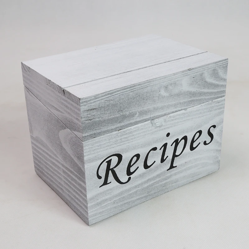 Vintage Style Solid Wooden Recipe Organizer Wood Recipe Box Kitchen Recipe Card Box