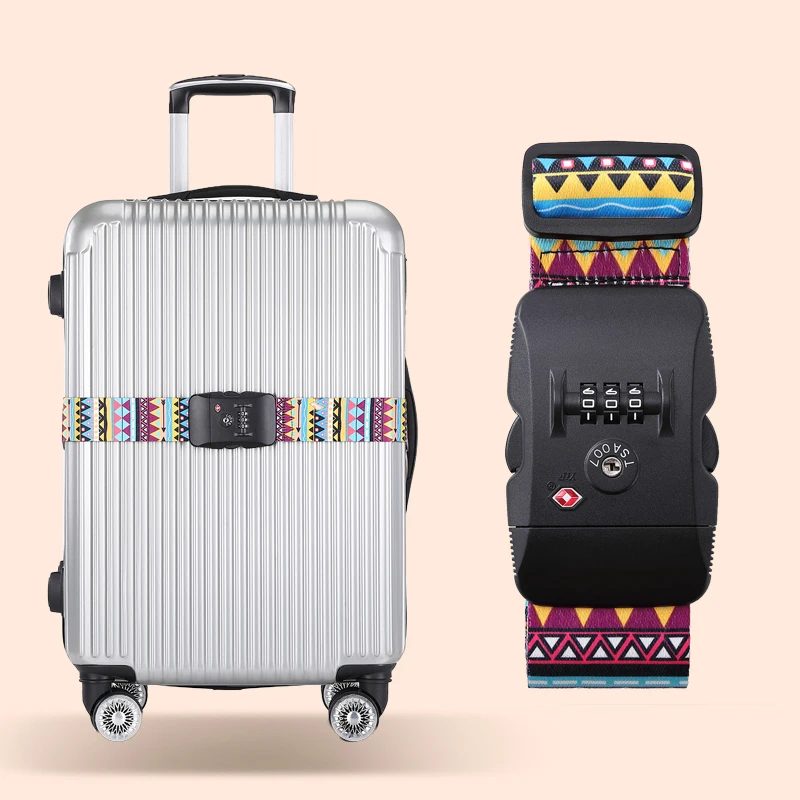 Custom sublimation printed adjustable polyester travel suitcase tsa luggage strap