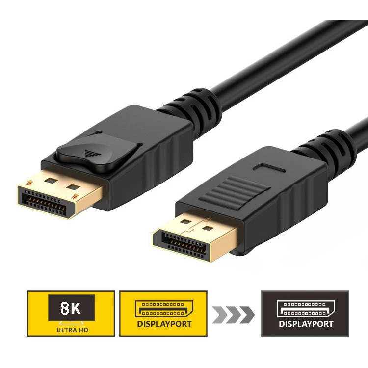 DP to DP Cable 20 Pin DisplayPort 1.4 MALE-MALE 8K Hd Audio Video Cable ODM OEM Customized Display Port CABEL