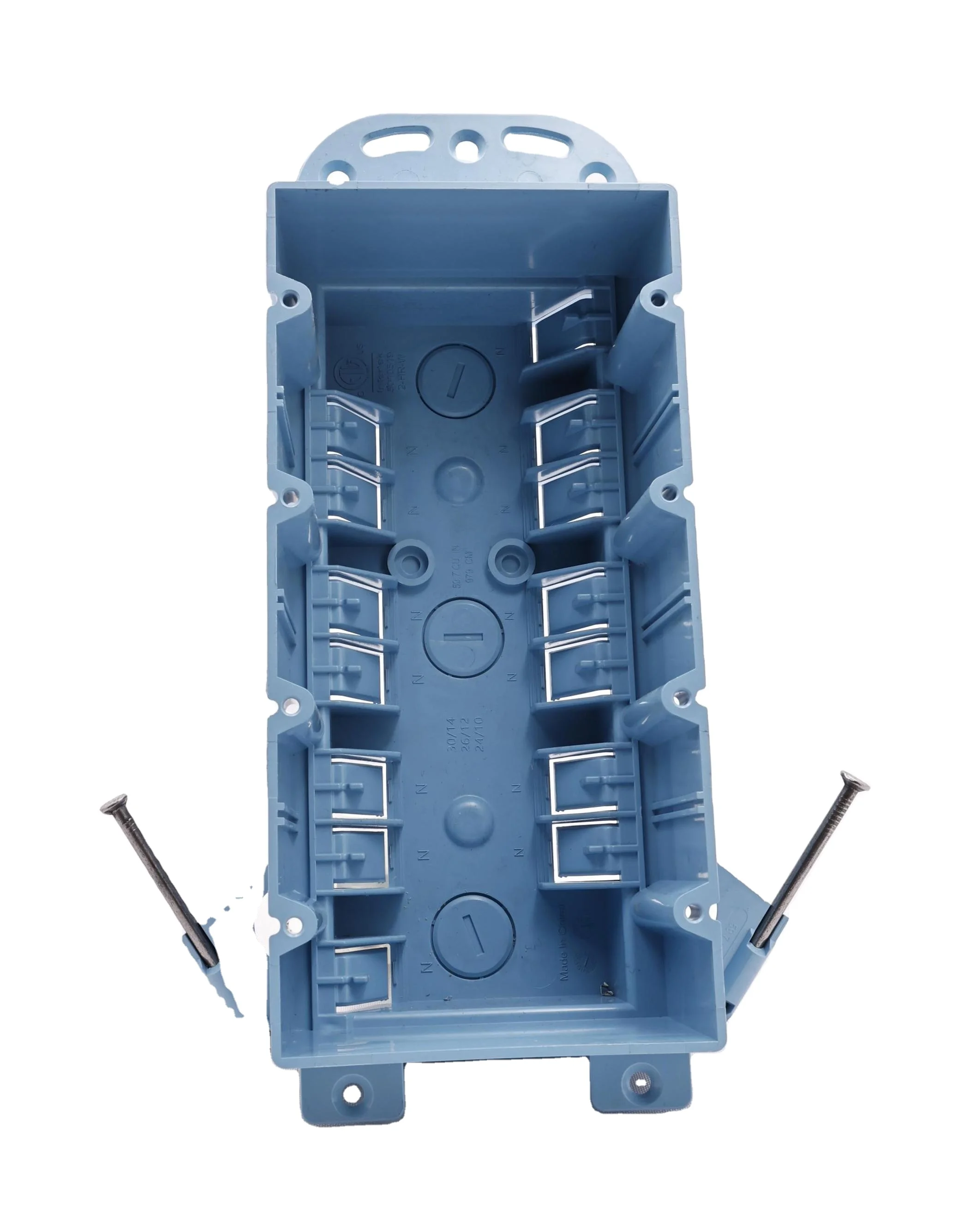 Shanghai Linsky 4-Gang Nail-on New Work Plastic Box Switch/Outlet Wall Electrical Box With Nails  Residential / General-Purpose