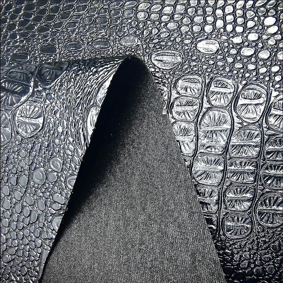 In stock black napping bottom embossed crocodile pattern leather fabric sofa bags handbags gift box suitcase PVC