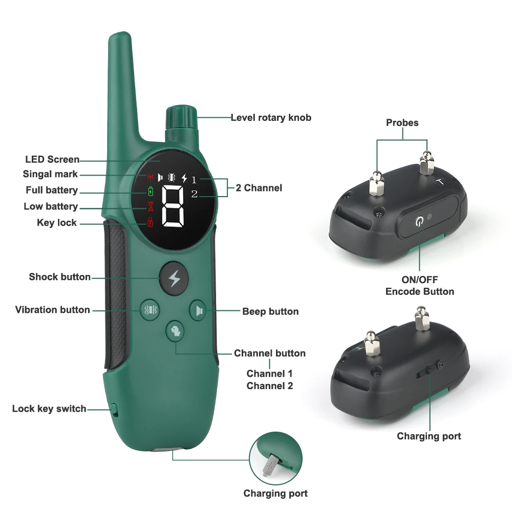 Pet Trainer Human Waterproof Remote Electric Control Pet Dog Training Rechargeable Shock Collar For Dog Training