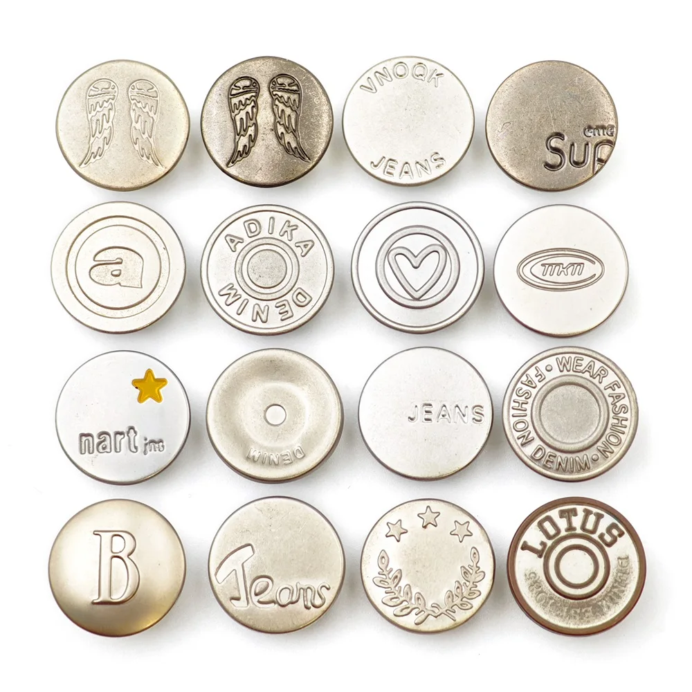 custom logo metal jeans button copper iron denim buttons metal embossed button for Jacket