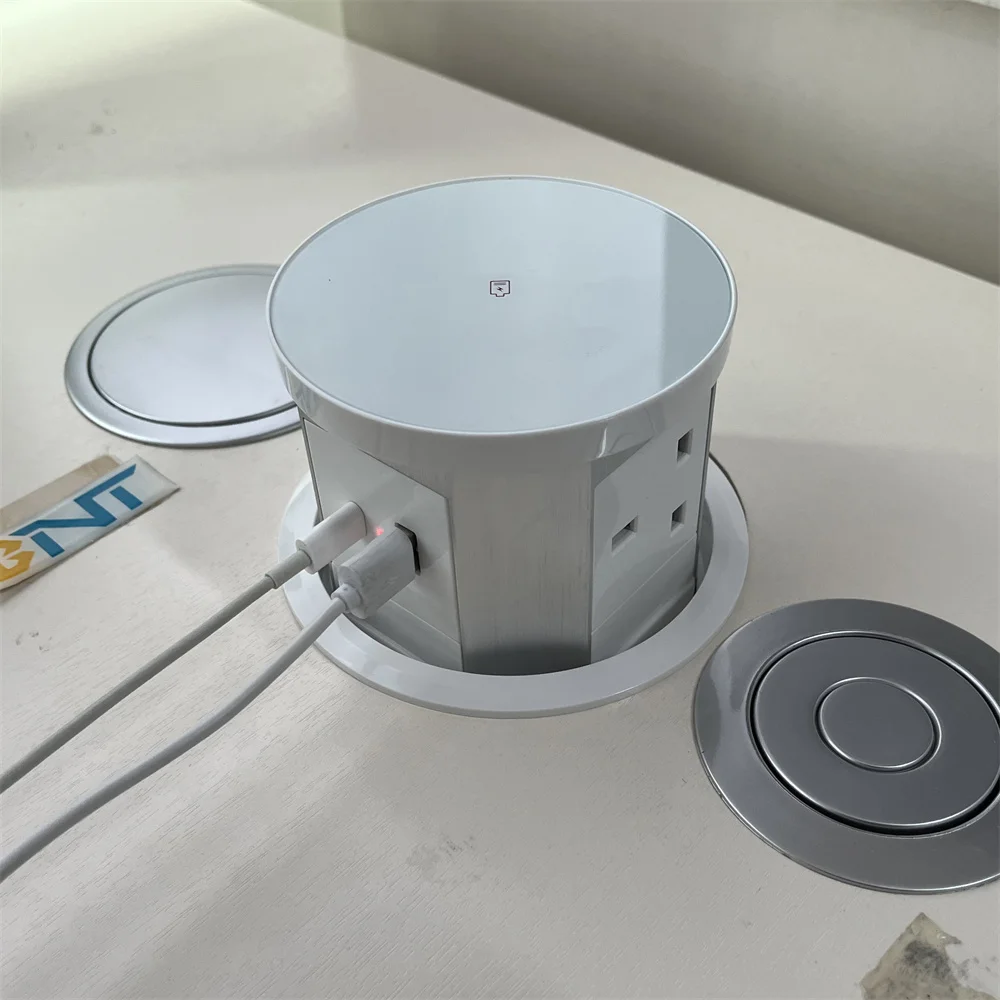 Water Proof Motorized Pop Up Smart Lifting Socket Usb Support Blue Tooth Speaker Wireless Charging Plug Socket For Smart Home