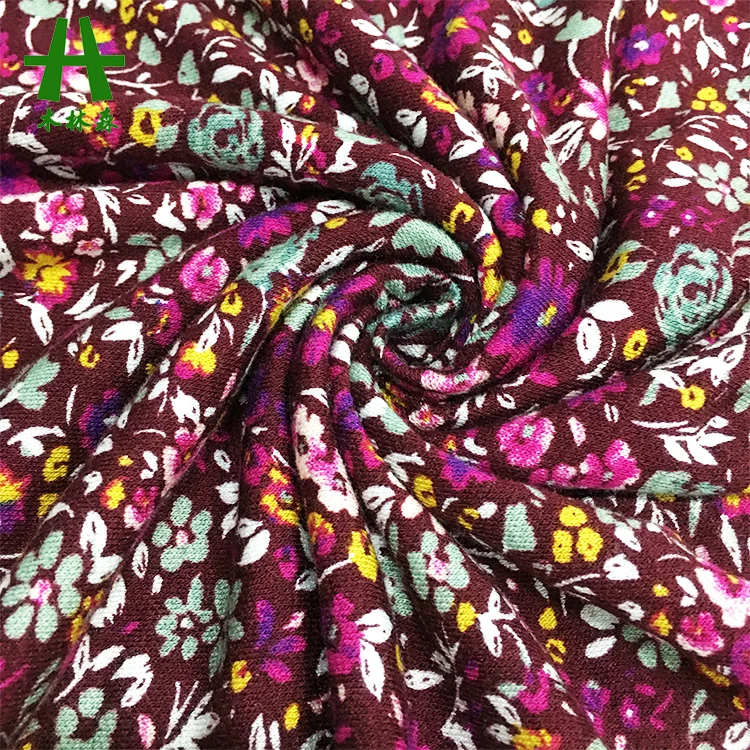 Mulinsen Textile Knitted Jersey Rayon Moss Crepe Printed 95 Viscose 5 Elastane Fabric