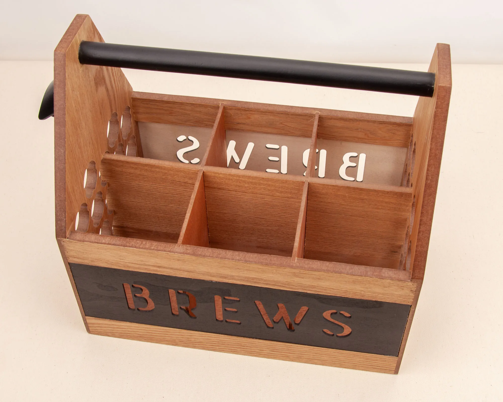 6 Packs Beer Red Wine Soda Wooden Bottle Caddy Carrier With Built-In Metal Opener
