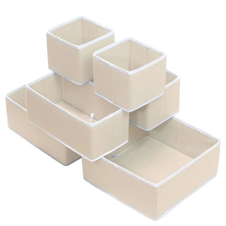 Explosive lidless split compartment non-woven underwear storage box fabric four-piece set socks bra storage box