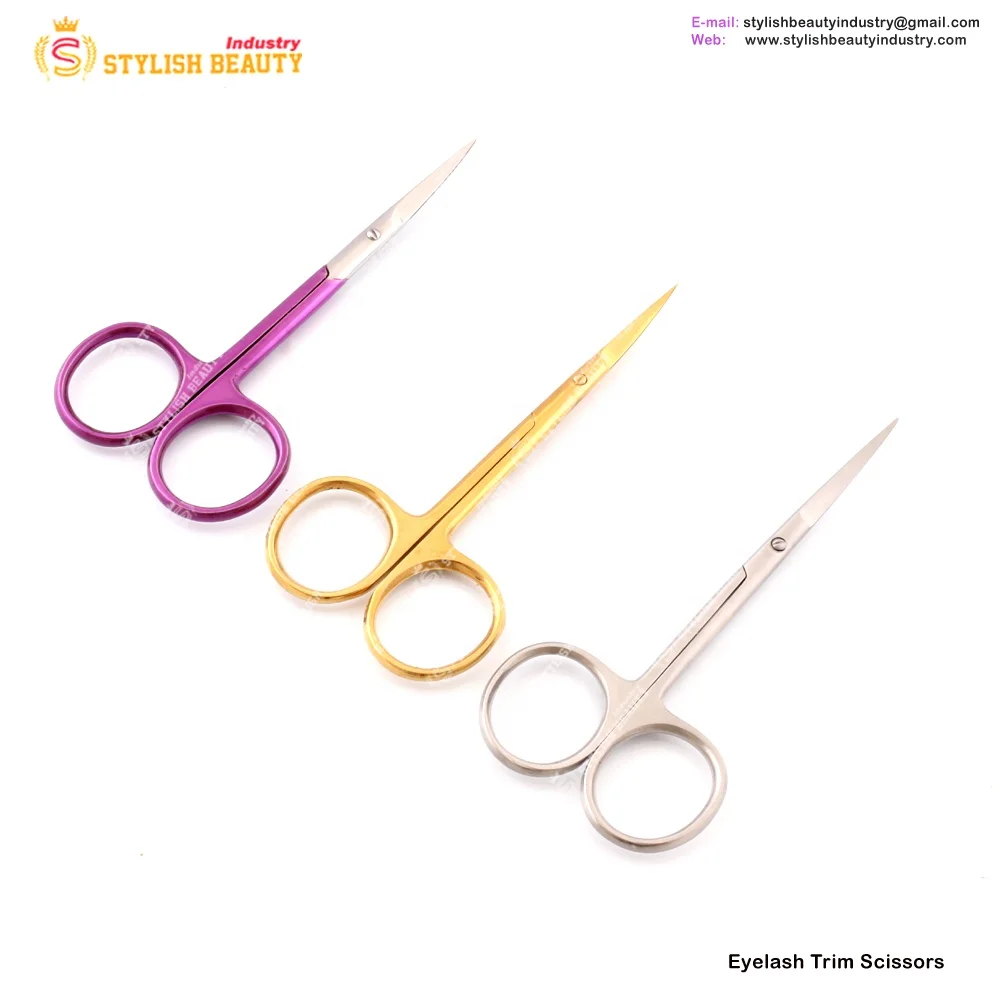 stainless steel eyelash spring scissors best trimming scissors under custom logo