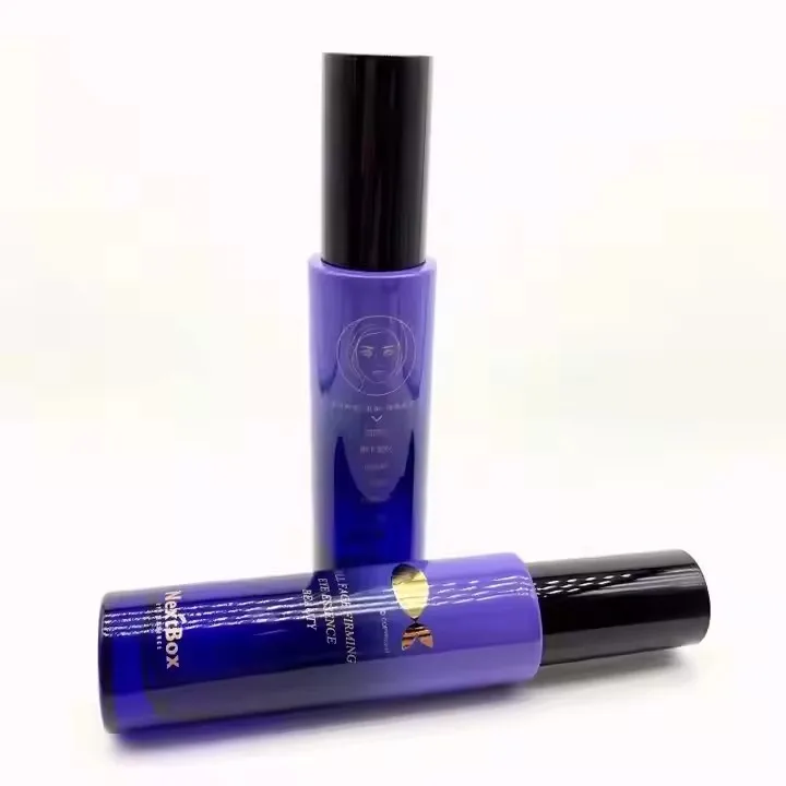 30ml Luxury Serum Glass Bottles Tall Cylinder Flat Shoulder Oil Serum Bottle Pump Oil Bottle With Pump