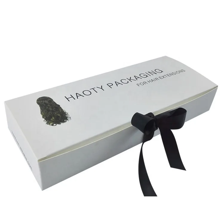 Custom Logo Black Cardboard Paper Hair Extension Wig Packaging Boxes