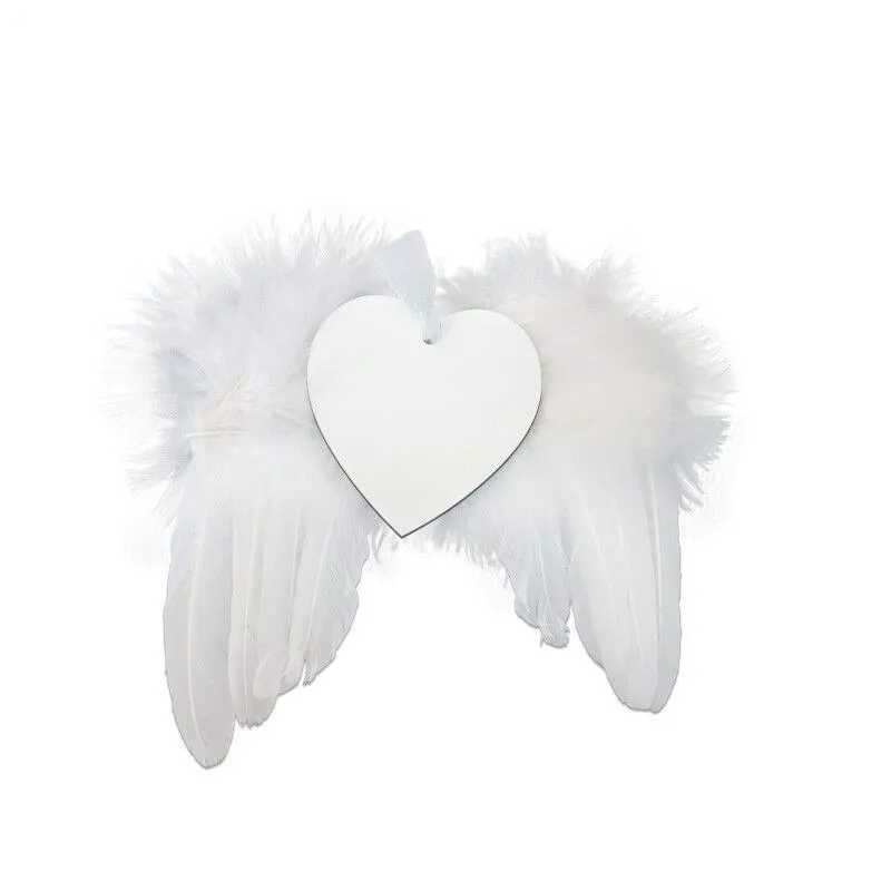 Printable Aluminum Sublimation Christmas Ornaments sublimation blank  Feather angel wing pendant For Christmas Decoration