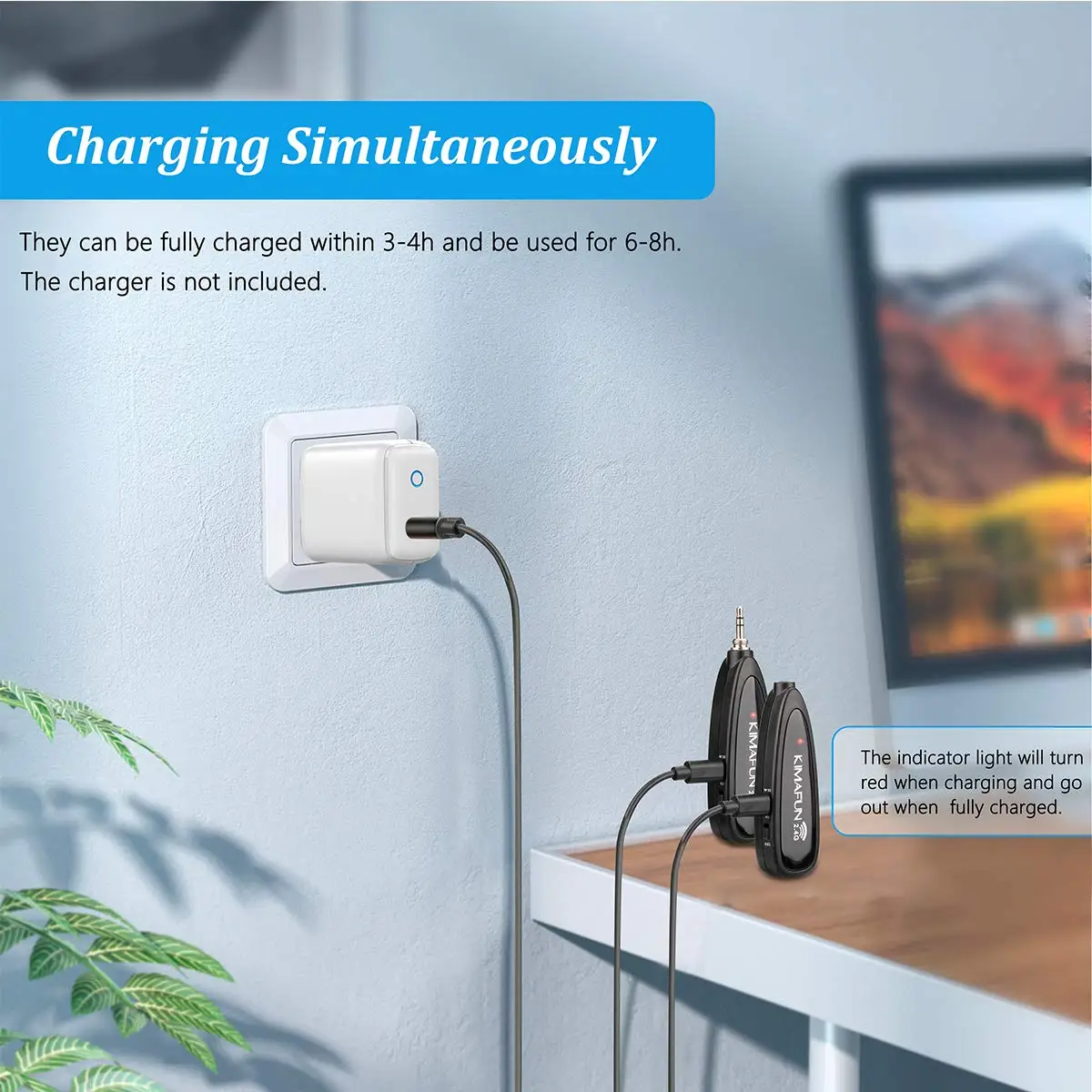 KIMAFUN KM-G130-1A 2.4G dual Collar Clip wireless Microphone for video recording vlogging for live performance for smartphone