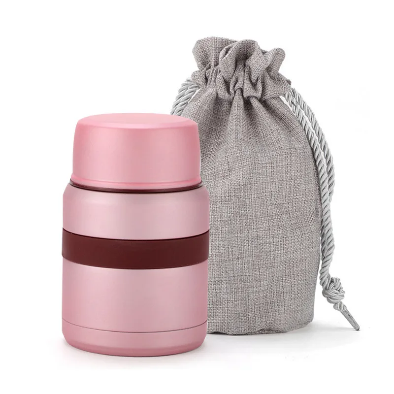 2021 New 350ml/550ml Hot Food flask Stainless Steel Vacuum Insulated Food Flask Baby Food Jar with Spoon/bag