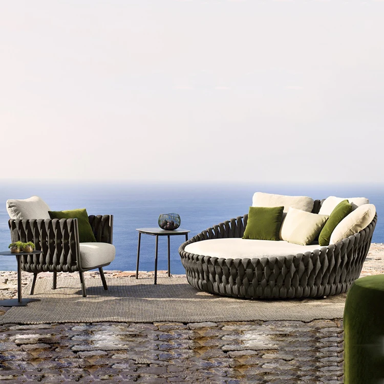 Mr.Dream french king size hotel swimming pool round rope outdoor patio daybed