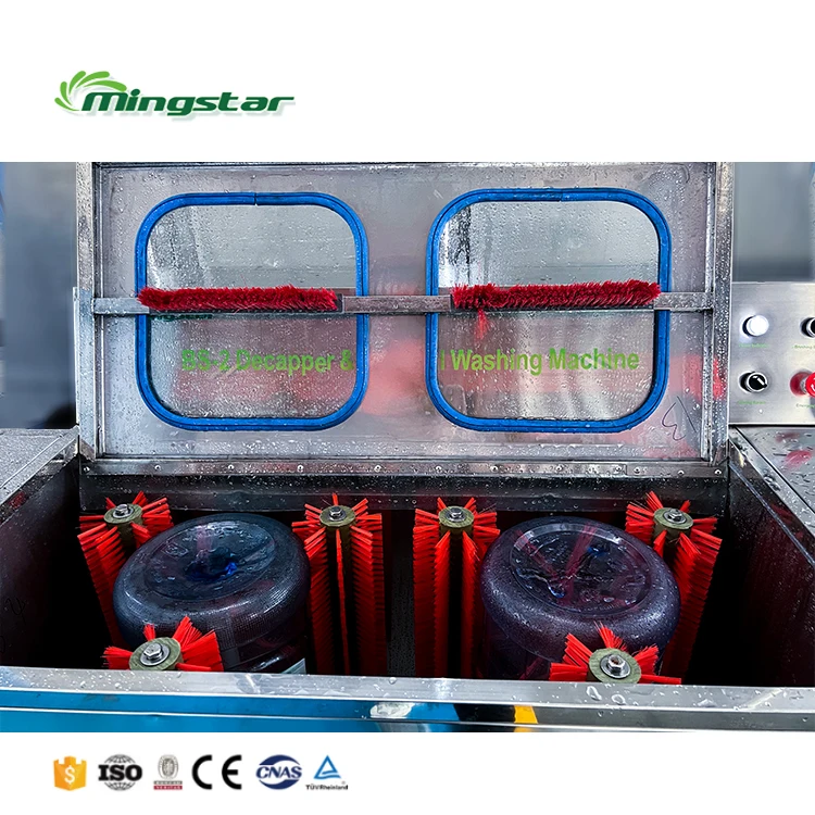 Automatic 19L, 20L, 5 Gallon plastic bottle water washing filling and de- capping  bottle washing machine