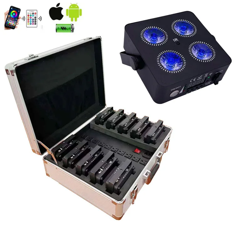 10pcs X 1 Case Super Quality Battery Stage Led 4X18W Rgbwa+uv 6in1 Disco Strobe Effect Bar Dj Light