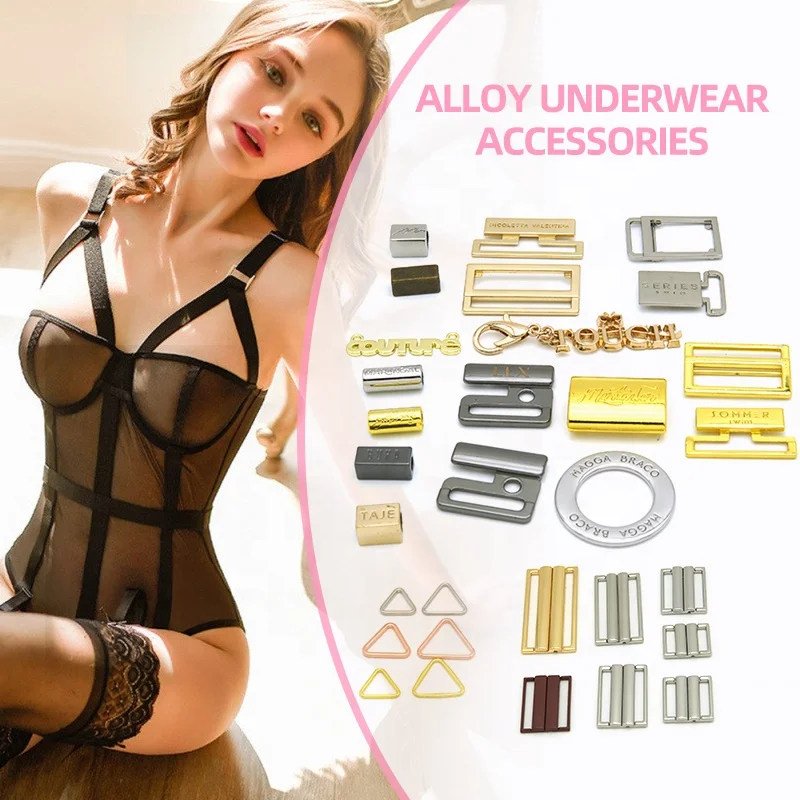 Lingerie Essentials Garter Strap Clamps and Suspender Buckle Metal Nylon Plastic Alloy with Adjusters for Bra and Underwear