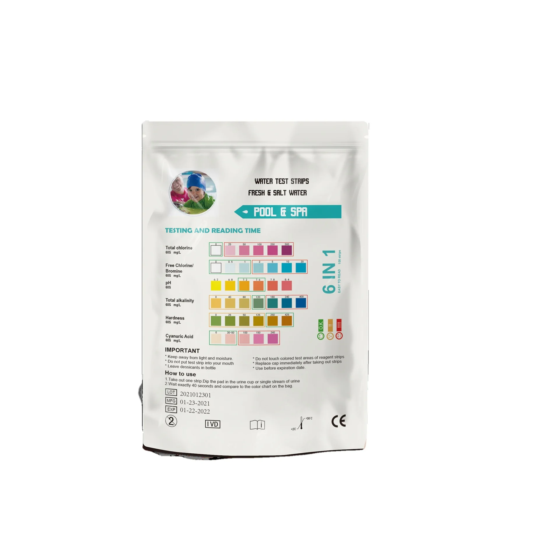 6 in 1 salt water hot tub test kit chlorine test kit pool test