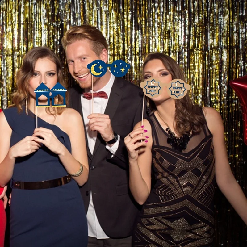 Wholesale Happy Eid Party Ramadan Glasses Props Cake Insert Muslim Moon Day Decorations Plugin Cake Dessert Photo Booth props